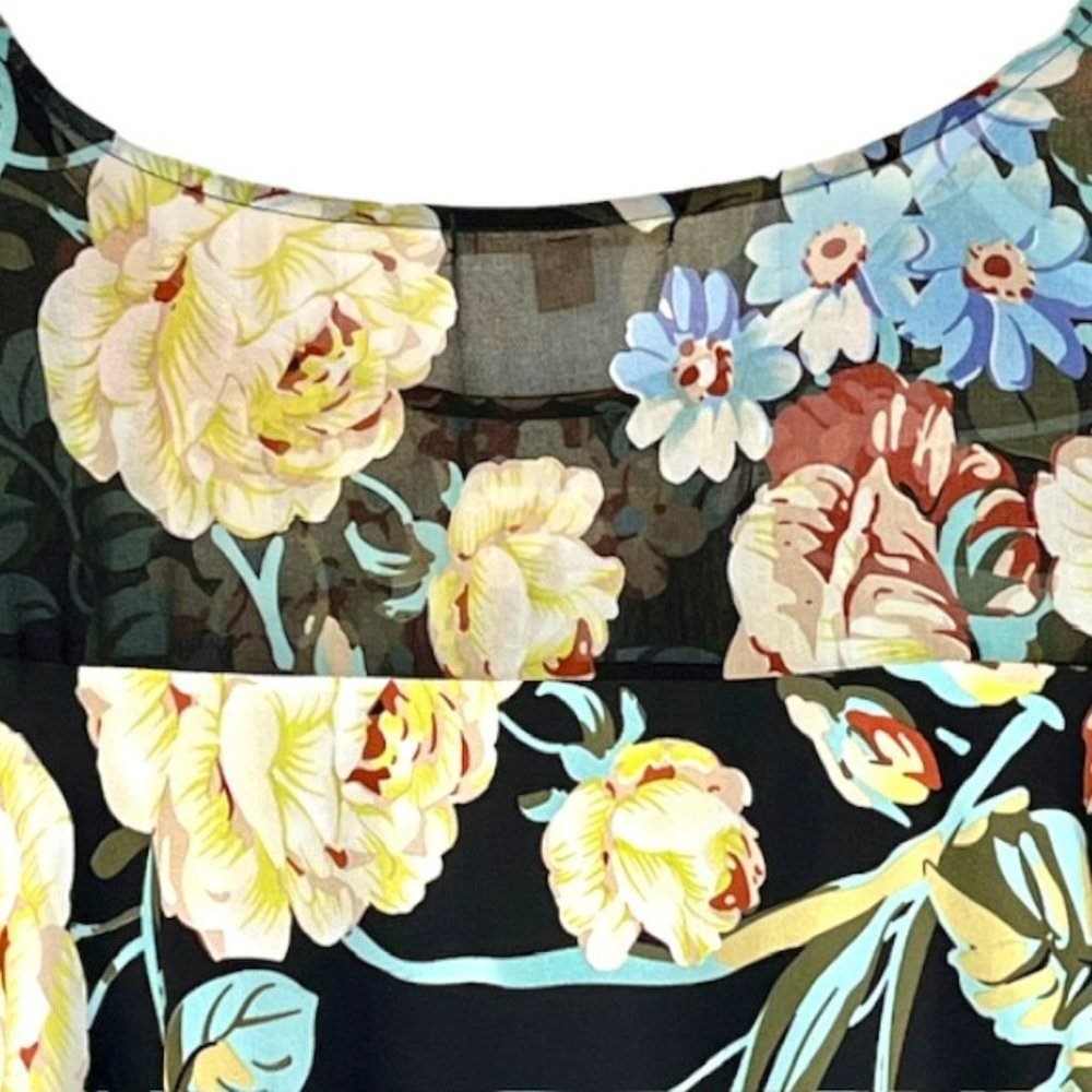 Paper Crown Anthropologie Endora Floral Dress - Black, Yellow, Blue, Red - LP - Picture 8 of 13